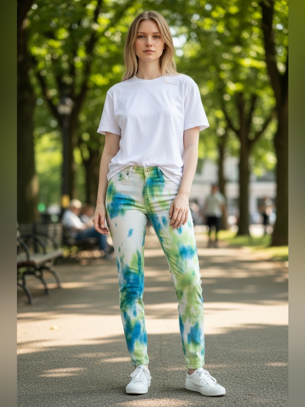 rag & bone Women's The Dre Boyfriend Skinny Tie-Dye Jeans in Blue & Green